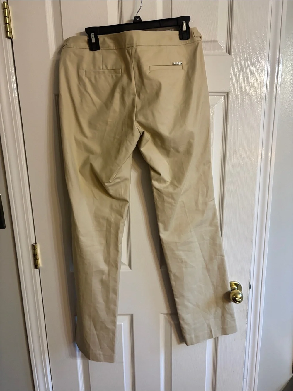 Michael Kors Neutral Beige Pants with Chain Detail